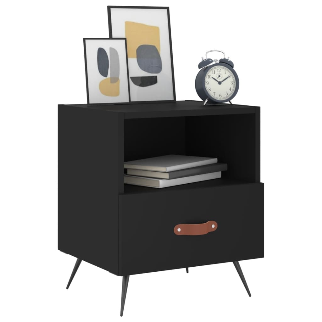 Bedside tables, 2 pcs., black, 40x35x47.5 cm, composite wood