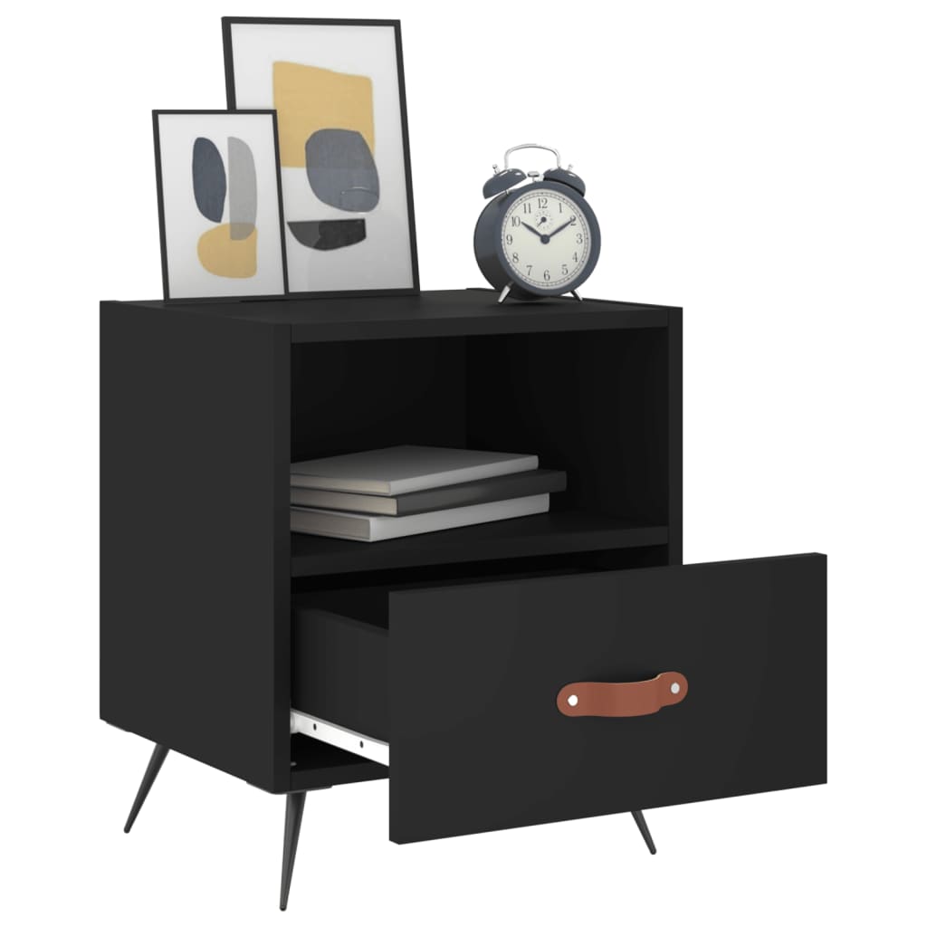 Bedside tables, 2 pcs., black, 40x35x47.5 cm, composite wood