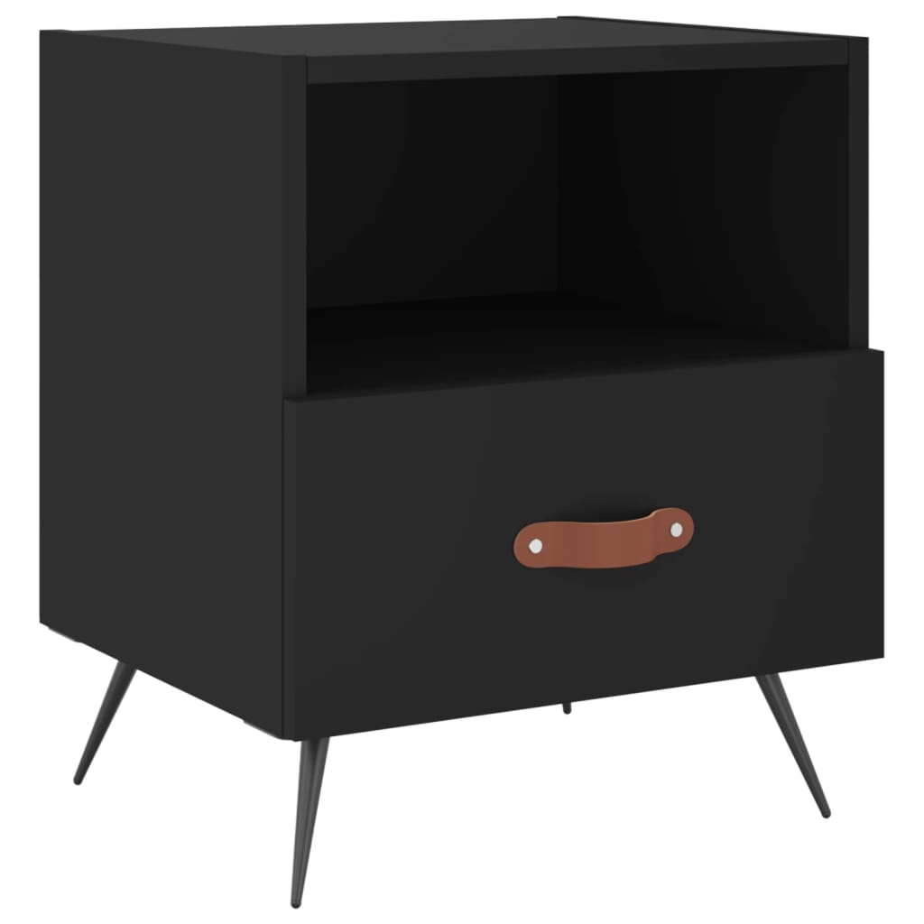 Bedside tables, 2 pcs., black, 40x35x47.5 cm, composite wood