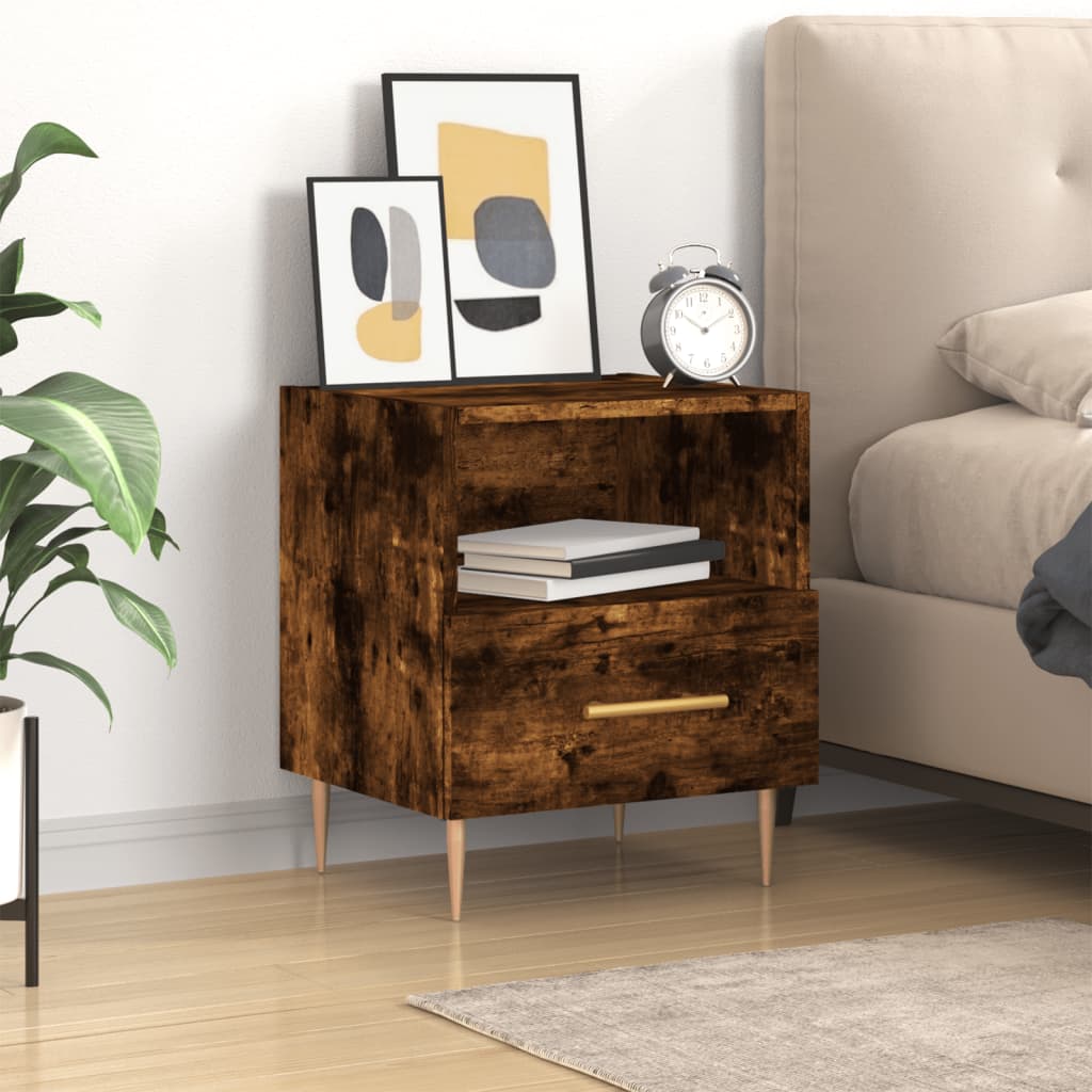 Bedside table, smoky oak, 40x35x47.5 cm, composite wood