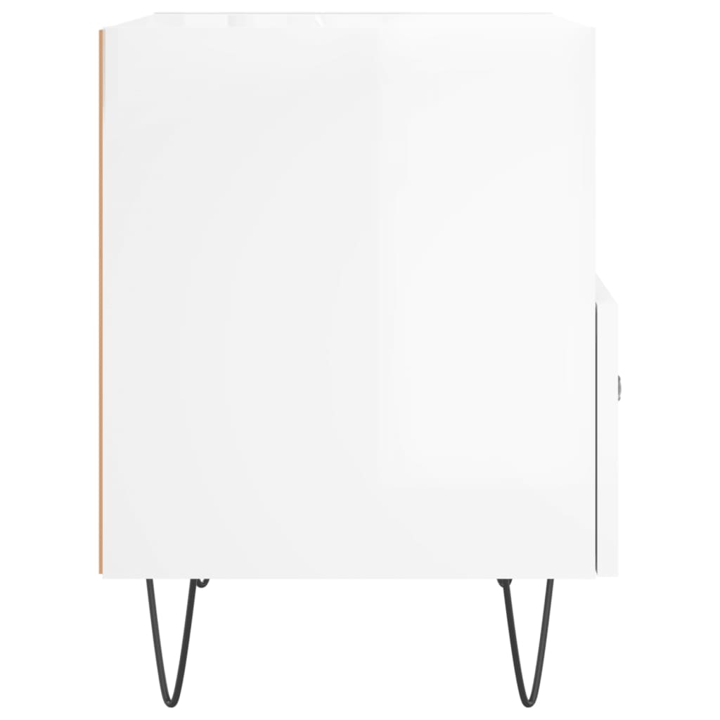 Bedside table, high-gloss white, 40x35x47.5 cm, composite wood