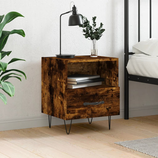 Bedside table, smoky oak, 40x35x47.5 cm, composite wood