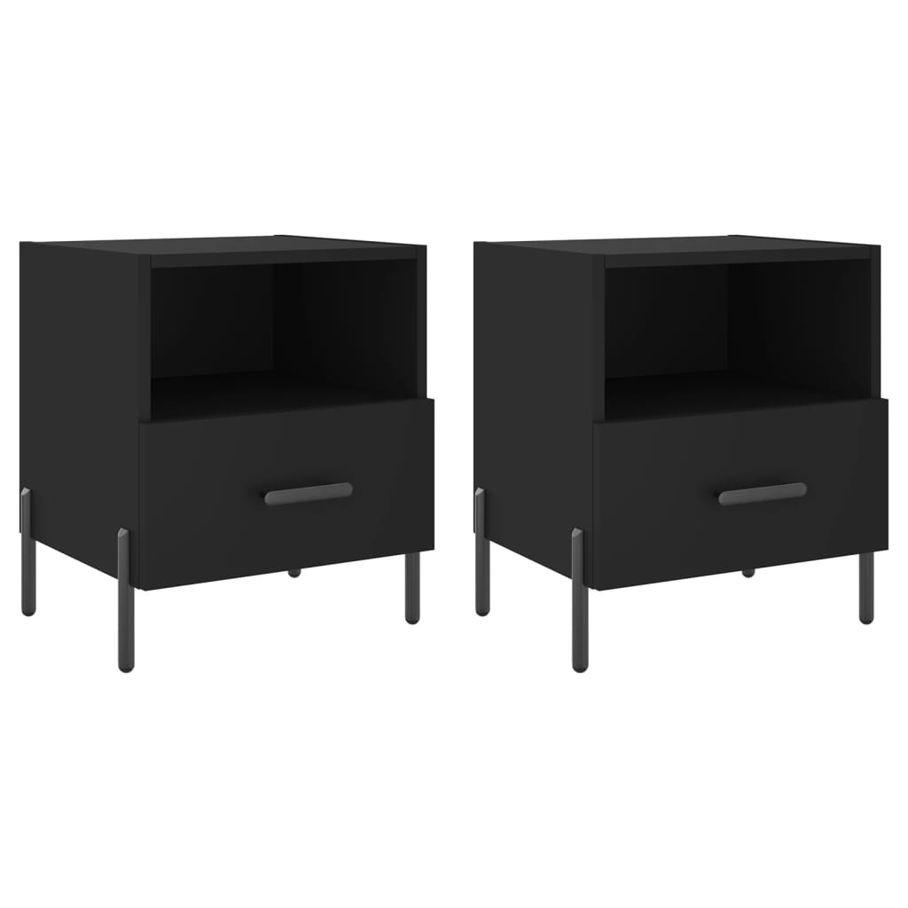 Bedside tables, 2 pcs., black, 40x35x47.5 cm, composite wood