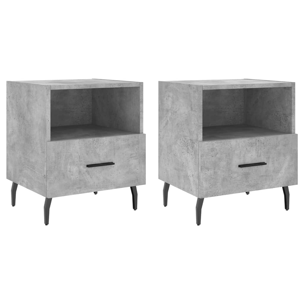 Bedside tables, 2 pcs., concrete gray, 40x35x47.5 cm, composite wood