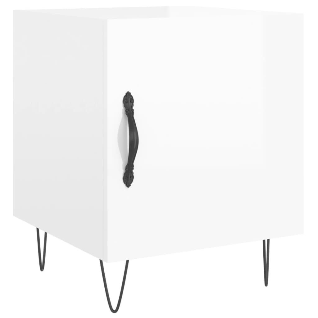 Bedside tables, 2 pcs., high-gloss white, 40x40x50 cm, composite wood