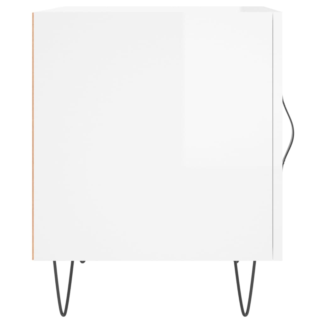 Bedside tables, 2 pcs., high-gloss white, 40x40x50 cm, composite wood