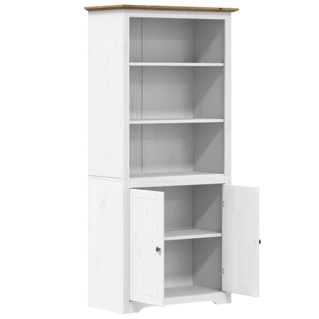 Bookcase "BODO", white and brown, 82x40x173 cm, solid pine wood