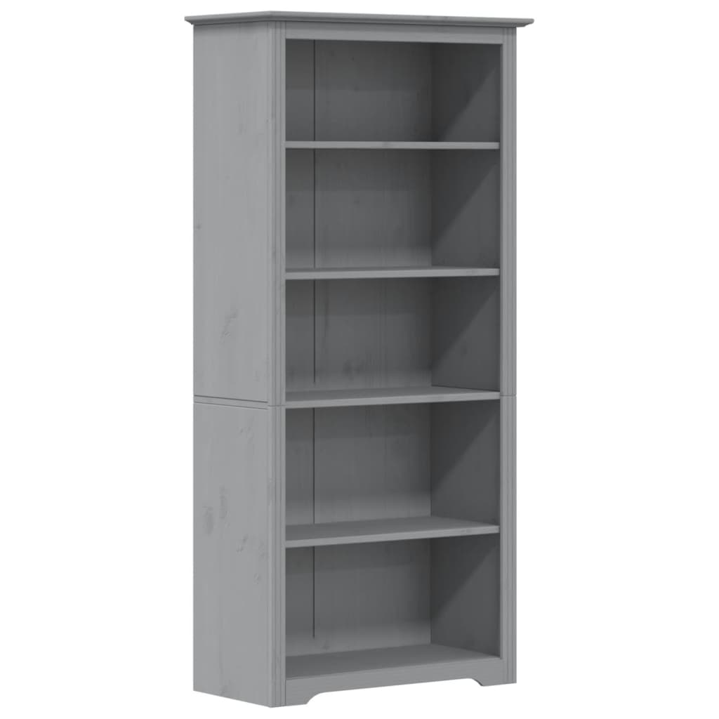 BODO bookcase, gray, 82x40x173 cm, solid pine wood, 5 shelves