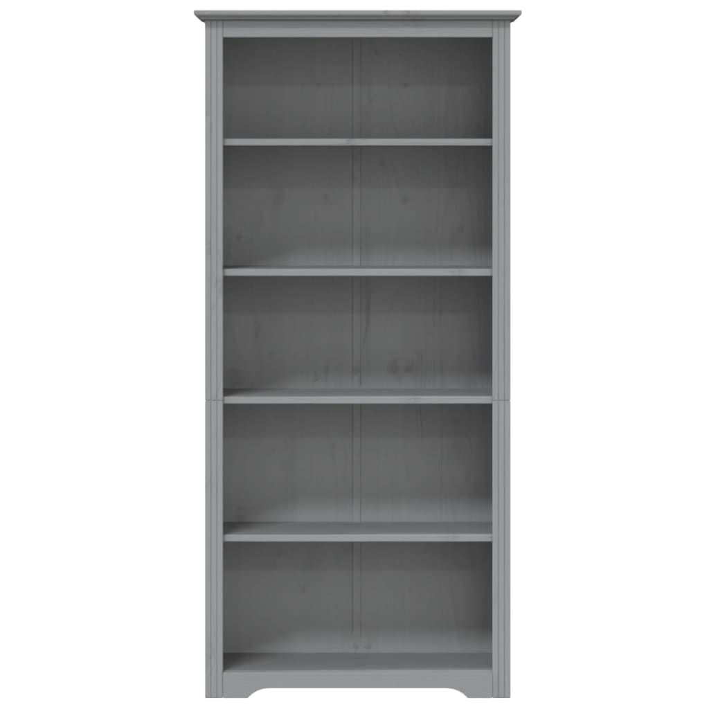 BODO bookcase, gray, 82x40x173 cm, solid pine wood, 5 shelves