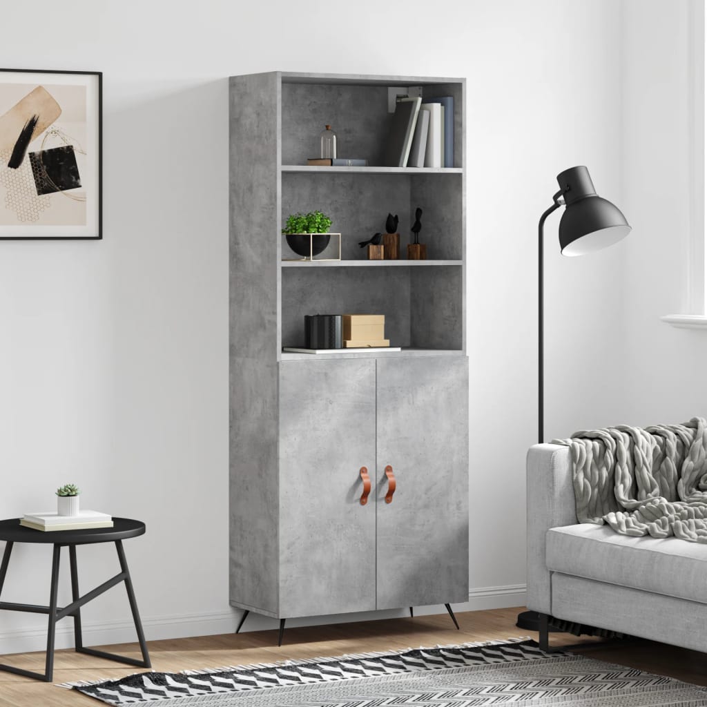 Tall cabinet, concrete gray, 69.5x34x180, composite wood