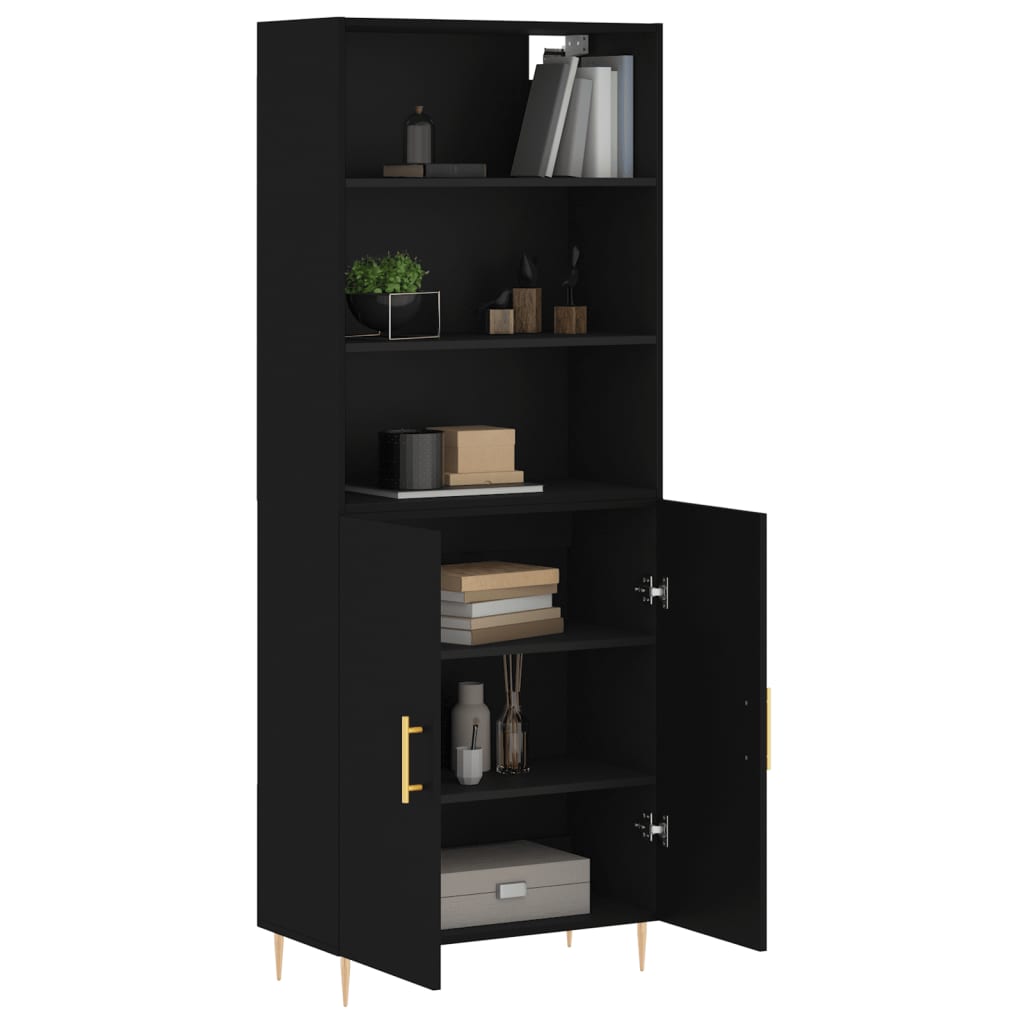 Tall cabinet, black, 69.5x34x180 cm, composite wood