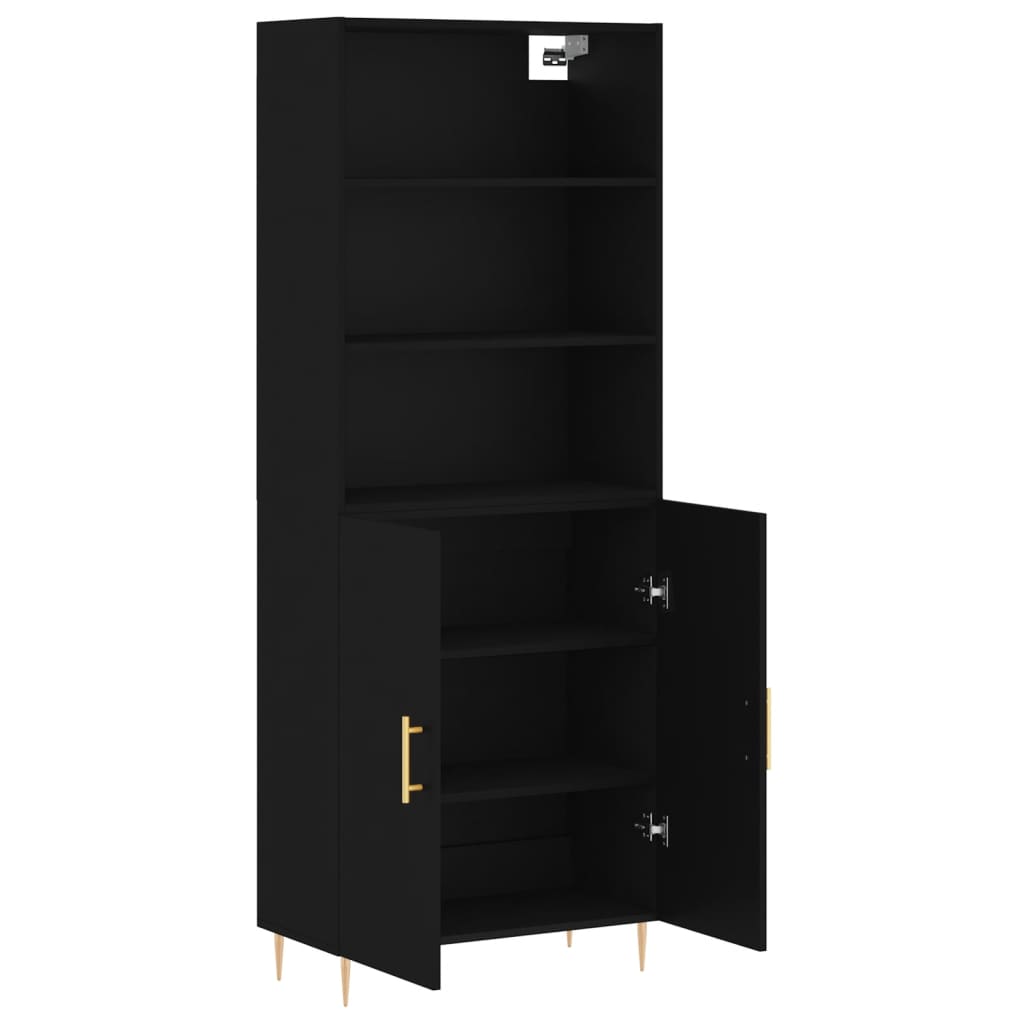 Tall cabinet, black, 69.5x34x180 cm, composite wood