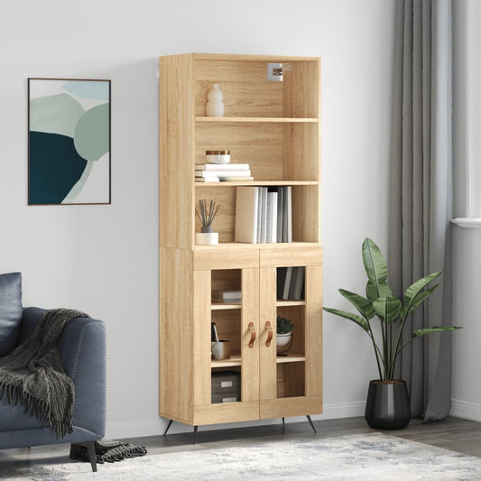 Tall cabinet, sonoma oak, 69.5x34x180 cm, composite wood