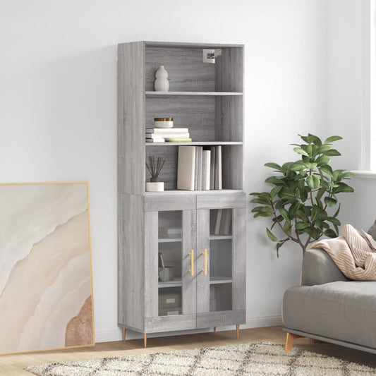 Tall cabinet, sonoma gray, 69.5x34x180 cm, composite wood