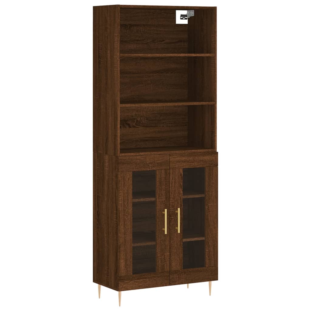 Tall cabinet, brown oak, 69.5x34x180 cm, composite wood