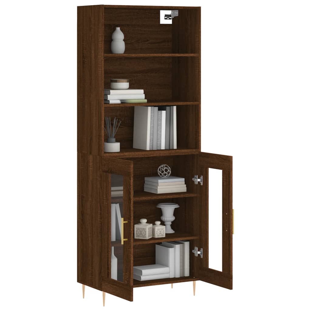 Tall cabinet, brown oak, 69.5x34x180 cm, composite wood