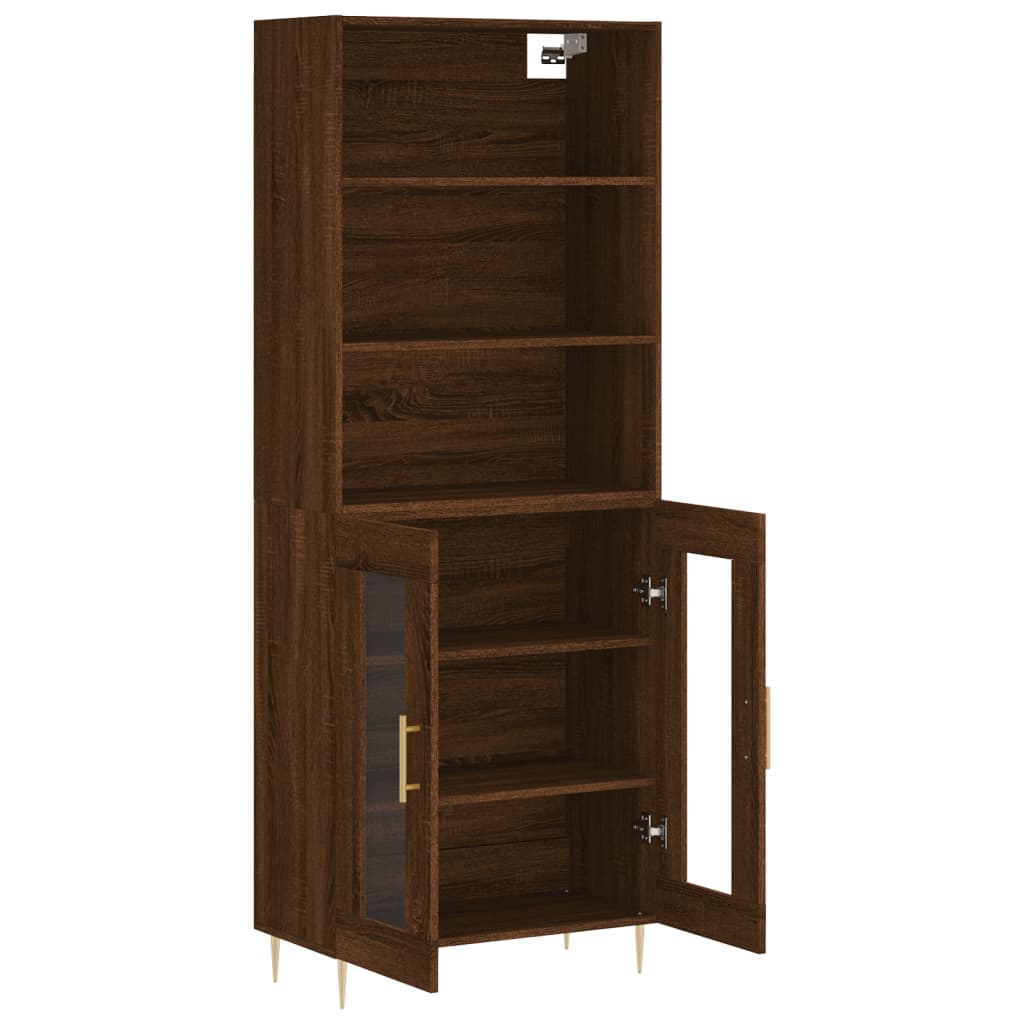 Tall cabinet, brown oak, 69.5x34x180 cm, composite wood