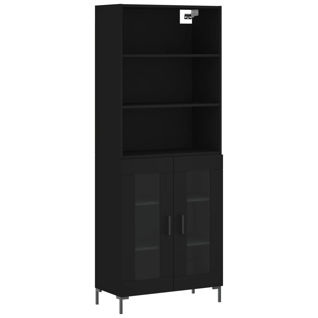 Tall cabinet, black, 69.5x34x180 cm, composite wood