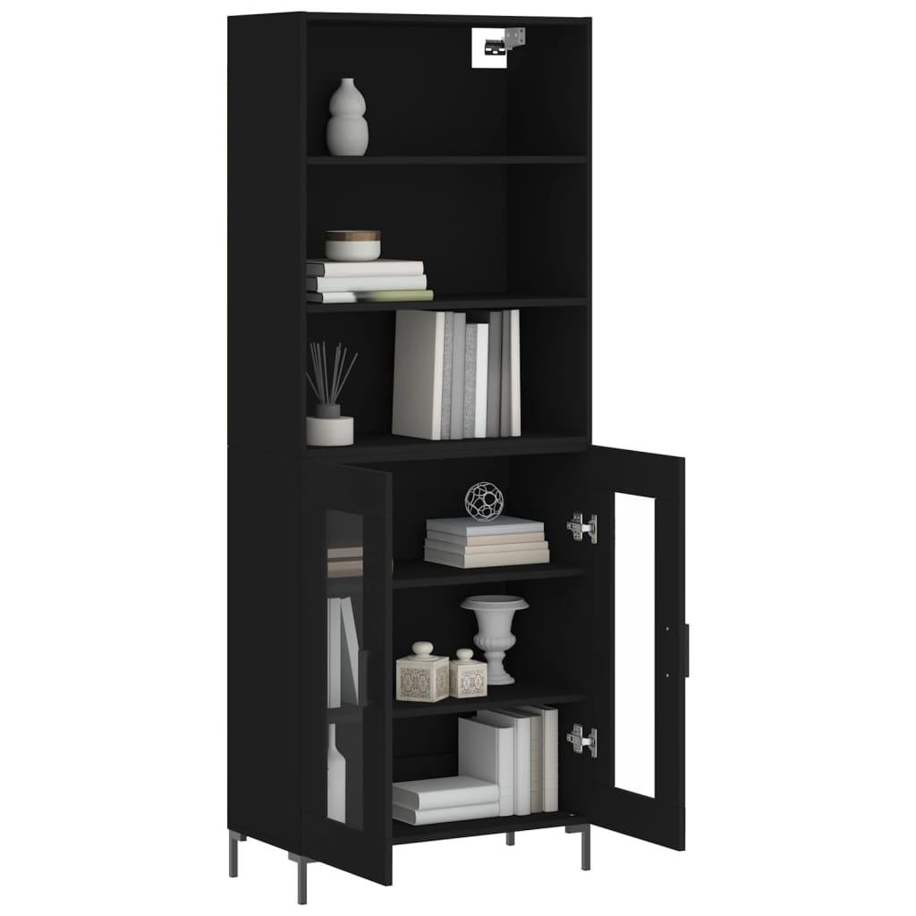 Tall cabinet, black, 69.5x34x180 cm, composite wood