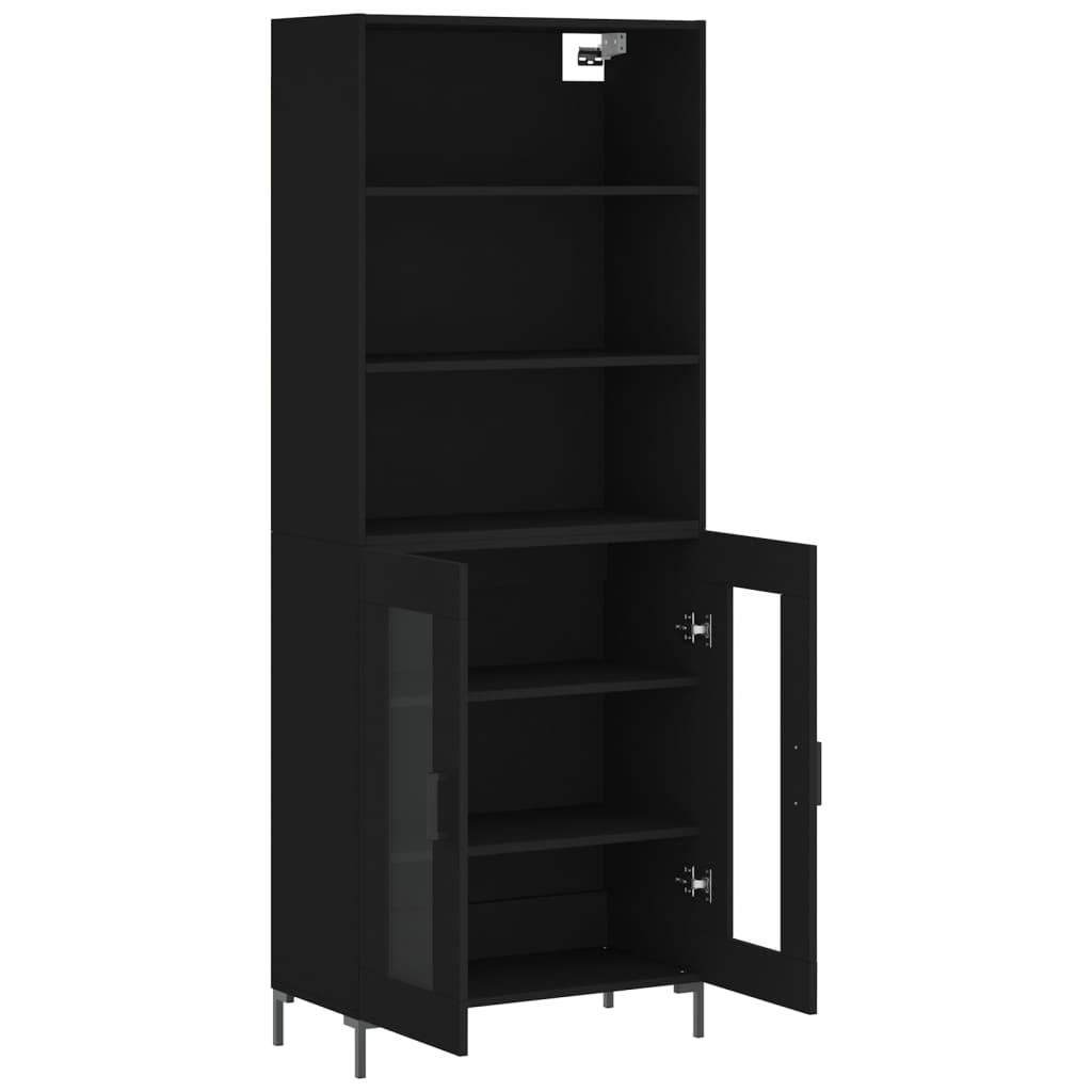 Tall cabinet, black, 69.5x34x180 cm, composite wood