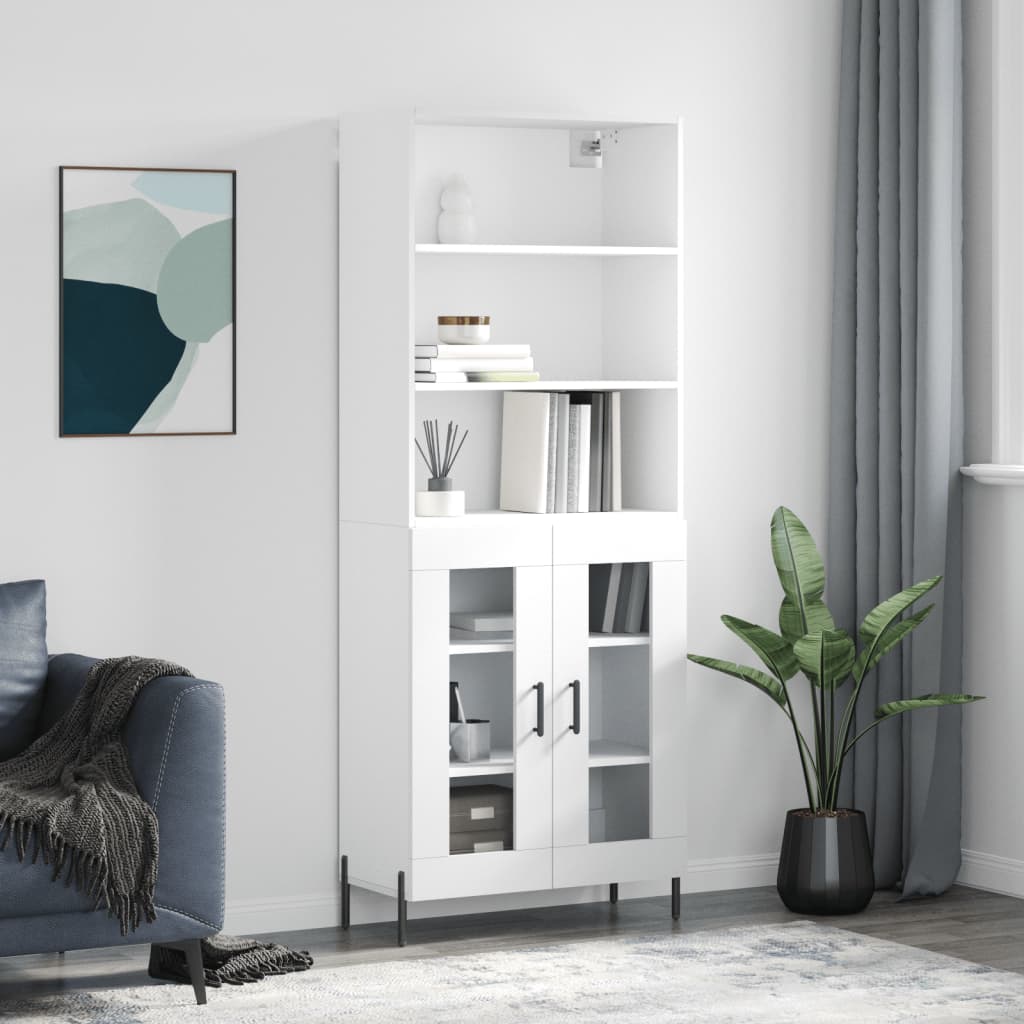 Tall cabinet, white, 69.5x34x180 cm, composite wood