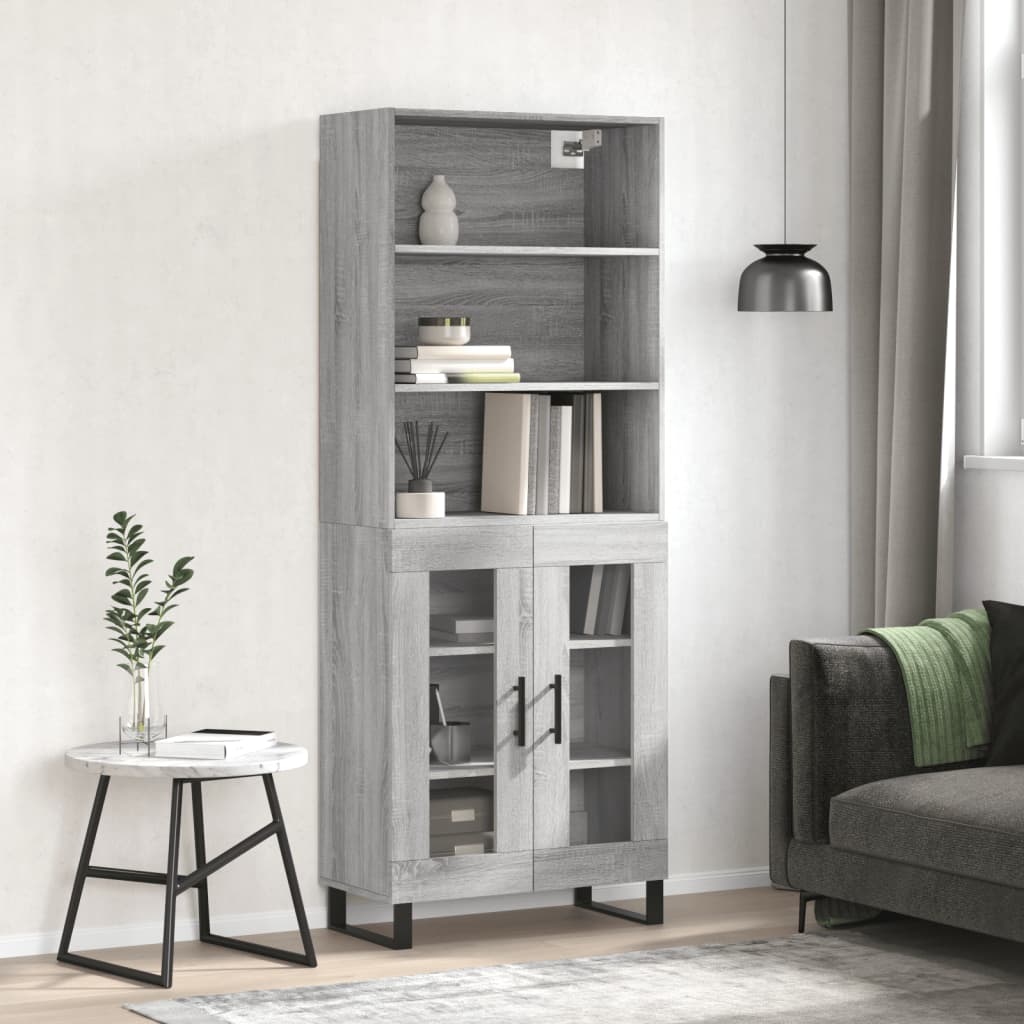 Tall cabinet, sonoma gray, 69.5x34x180 cm, composite wood