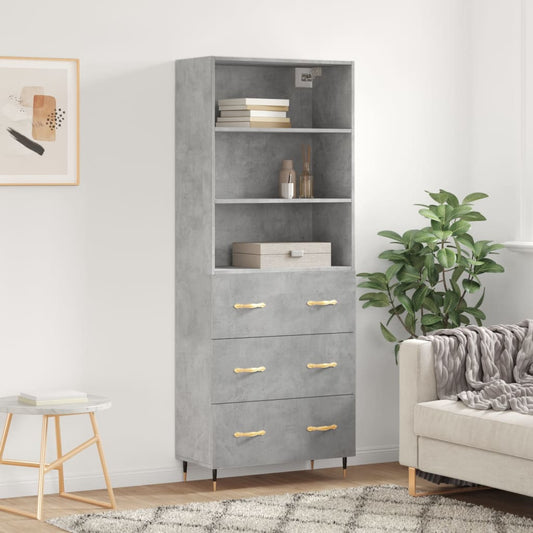 Tall cabinet, concrete gray, 69.5x34x180, composite wood