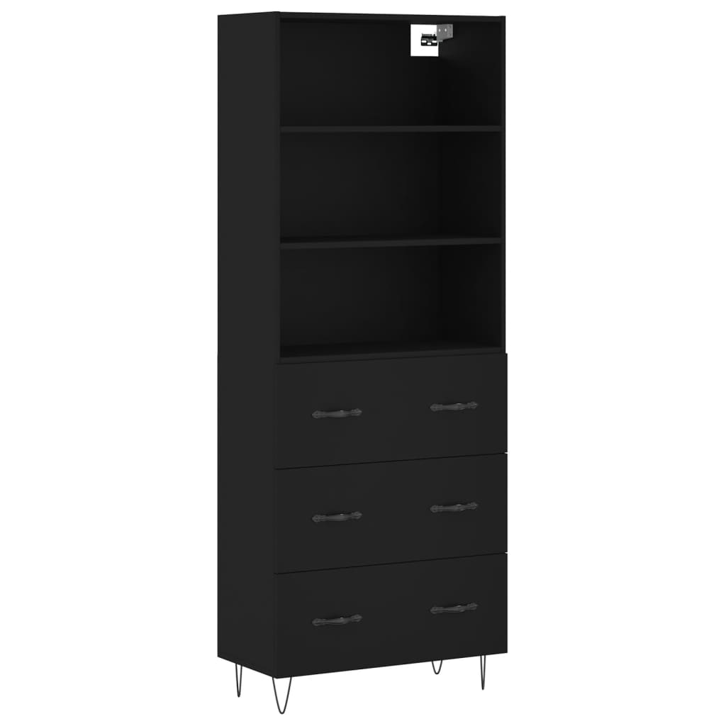 Tall cabinet, black, 69.5x34x180 cm, composite wood