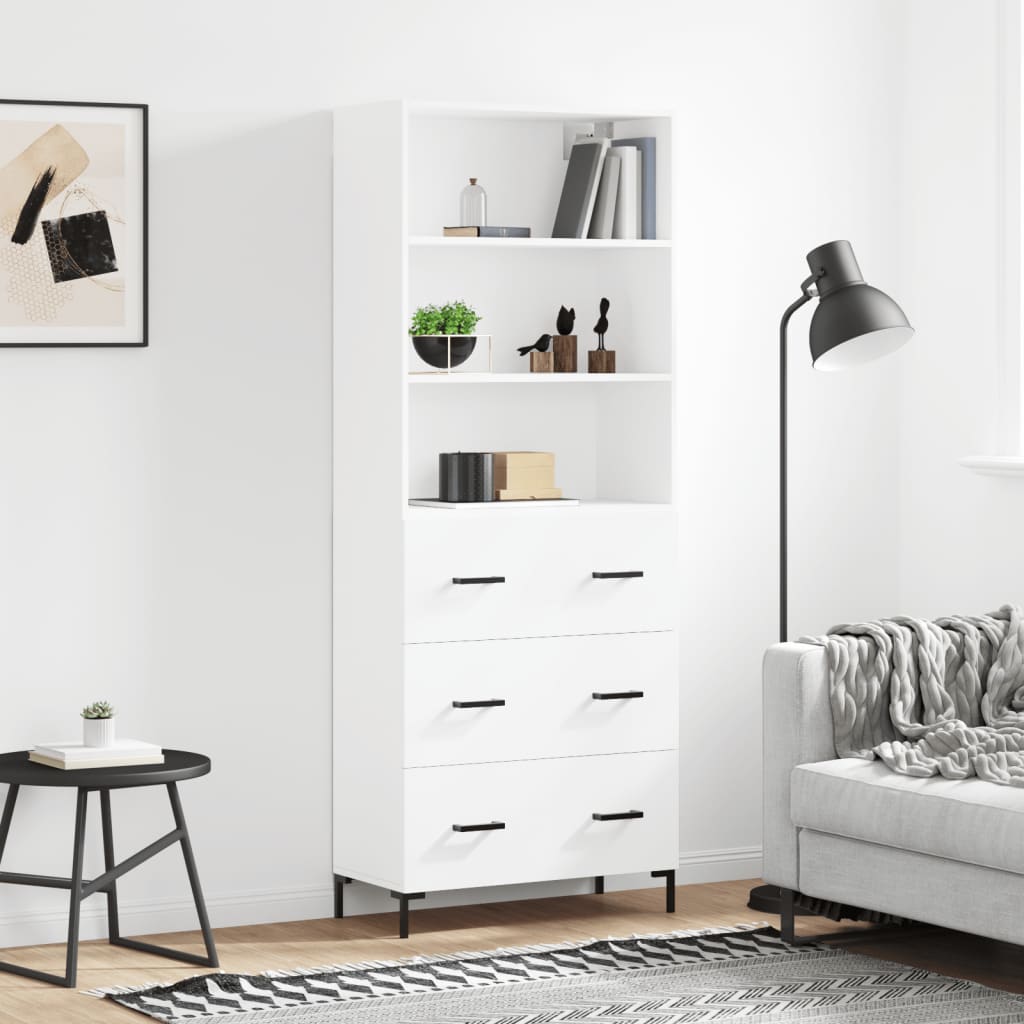 Tall cabinet, white, 69.5x34x180 cm, composite wood