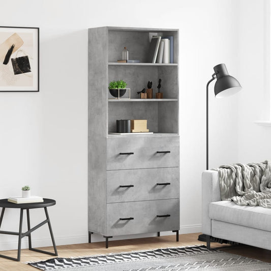 Tall cabinet, concrete gray, 69.5x34x180, composite wood