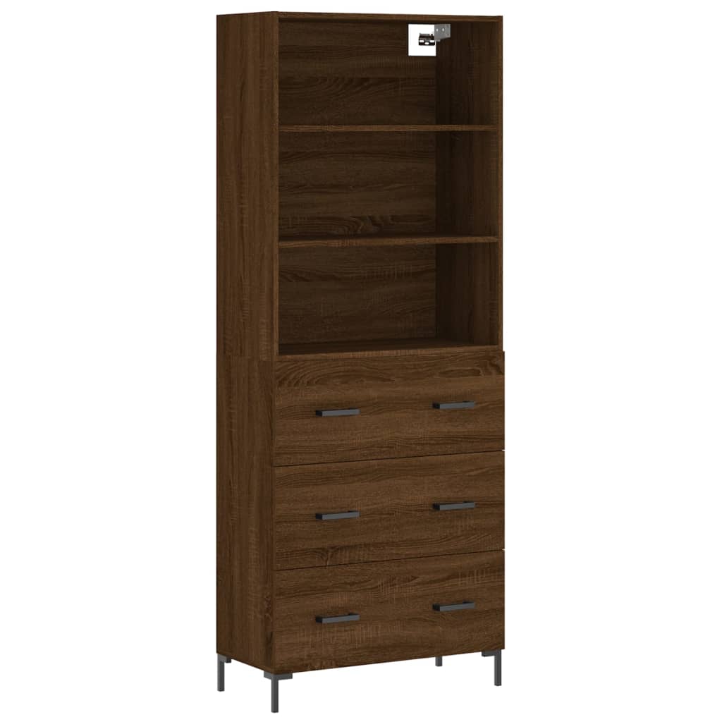 Tall cabinet, brown oak, 69.5x34x180 cm, composite wood