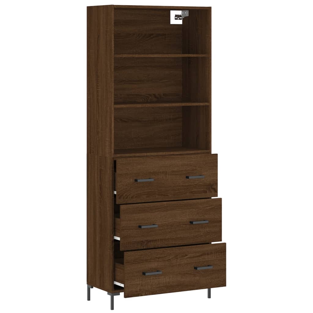 Tall cabinet, brown oak, 69.5x34x180 cm, composite wood