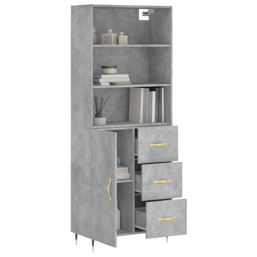 Tall cabinet, concrete gray, 69.5x34x180, composite wood