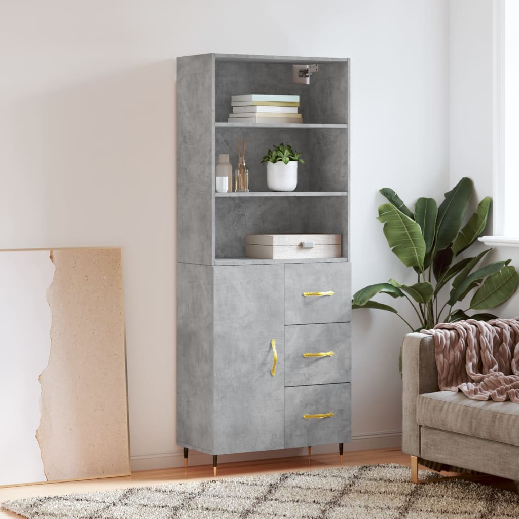 Tall cabinet, concrete gray, 69.5x34x180, composite wood