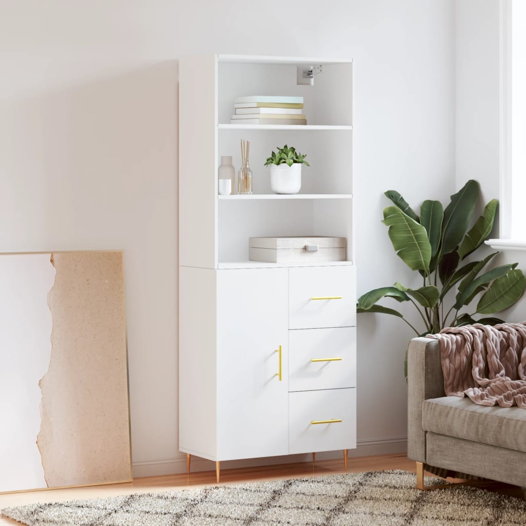 Tall cabinet, white, 69.5x34x180 cm, composite wood