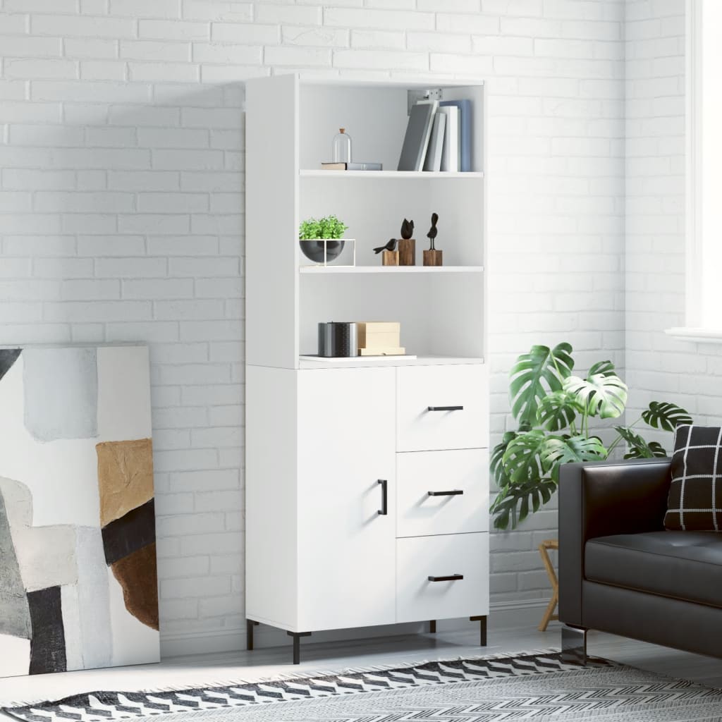 Tall cabinet, white, 69.5x34x180 cm, composite wood