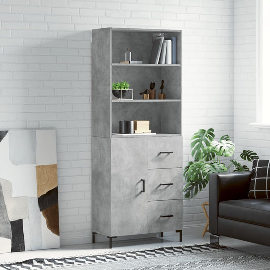 Tall cabinet, concrete gray, 69.5x34x180, composite wood