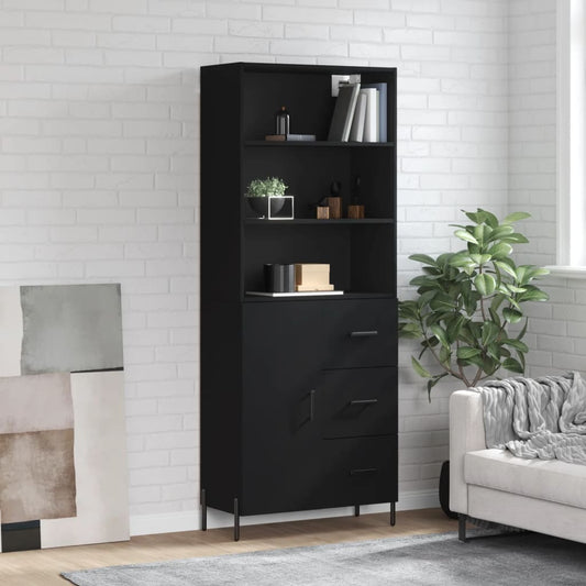 Tall cabinet, black, 69.5x34x180 cm, composite wood