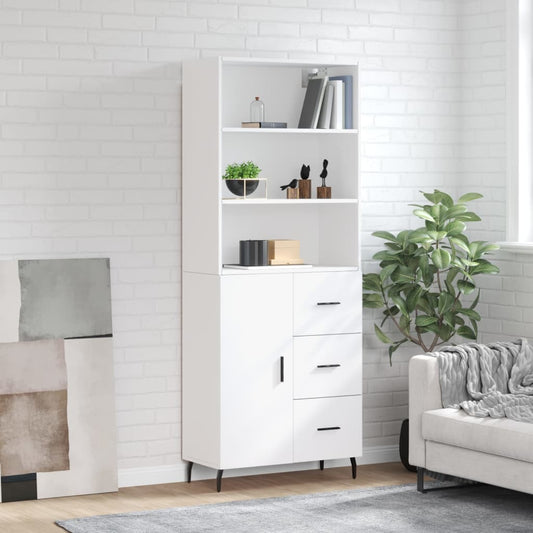 Tall cabinet, white, 69.5x34x180 cm, composite wood