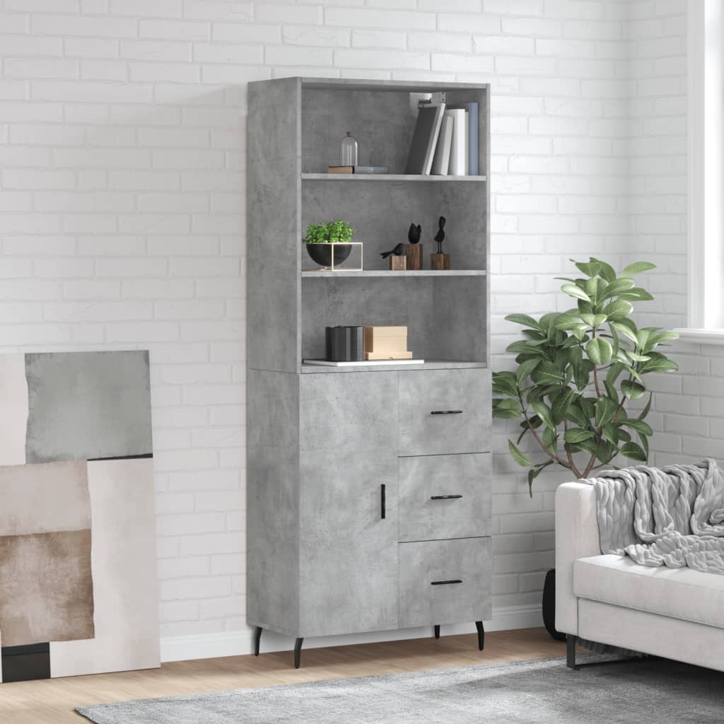 Tall cabinet, concrete gray, 69.5x34x180, composite wood