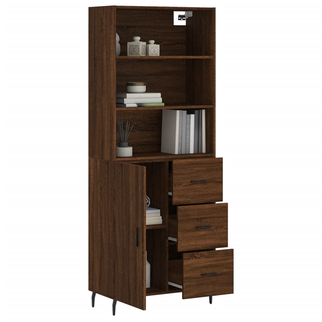 Tall cabinet, brown oak, 69.5x34x180 cm, composite wood