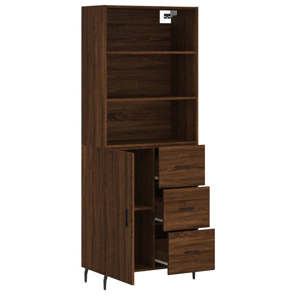 Tall cabinet, brown oak, 69.5x34x180 cm, composite wood