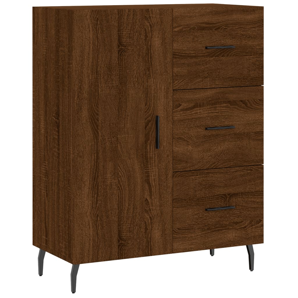 Tall cabinet, brown oak, 69.5x34x180 cm, composite wood