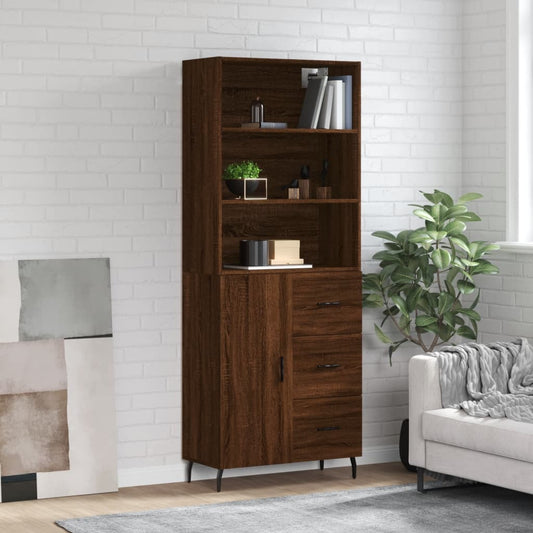 Tall cabinet, brown oak, 69.5x34x180 cm, composite wood