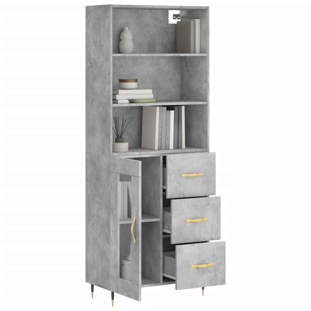 Tall cabinet, concrete gray, 69.5x34x180, composite wood