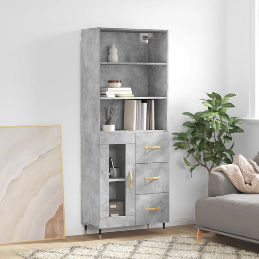 Tall cabinet, concrete gray, 69.5x34x180, composite wood