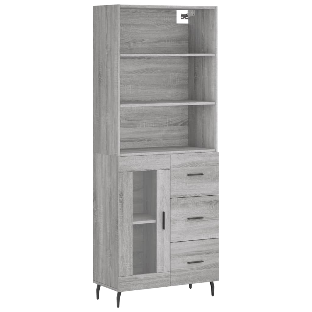 Tall cabinet, sonoma gray, 69.5x34x180 cm, composite wood