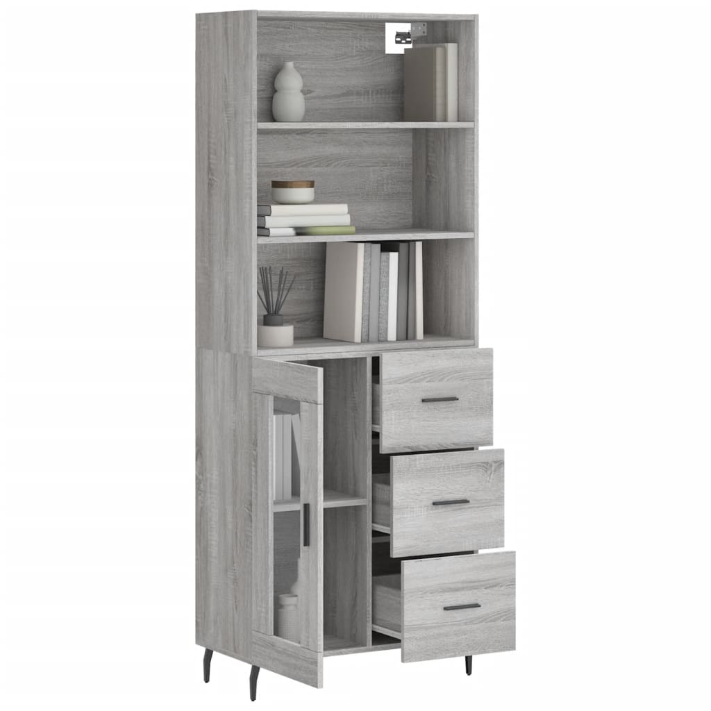 Tall cabinet, sonoma gray, 69.5x34x180 cm, composite wood