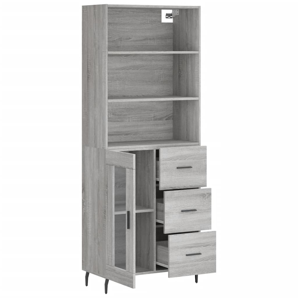 Tall cabinet, sonoma gray, 69.5x34x180 cm, composite wood