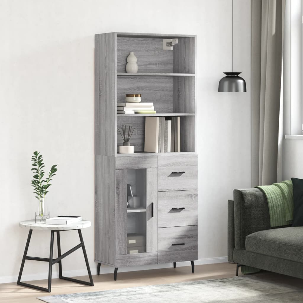 Tall cabinet, sonoma gray, 69.5x34x180 cm, composite wood